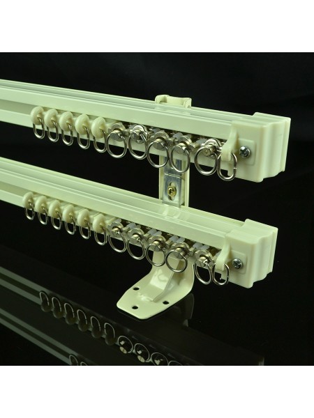 CHR7922 Ivory Ceiling Mounted or Wall Mounted Double Curtain Tracks and Rails