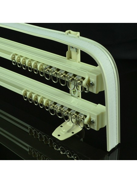 CHR7924 Ivory Wall Mounted Triple Curtain Tracks and Rails with Valance Track (Color: Ivory)