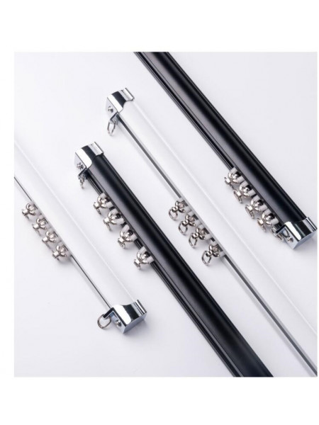 CHR8025 Ivory Black Wall Ceiling Mounted Double Curtain Tracks with Valance Track