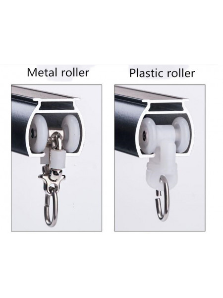 CHR8024 Ivory Black Wall Ceiling Mounted Triple Curtain Tracks with Valance Track