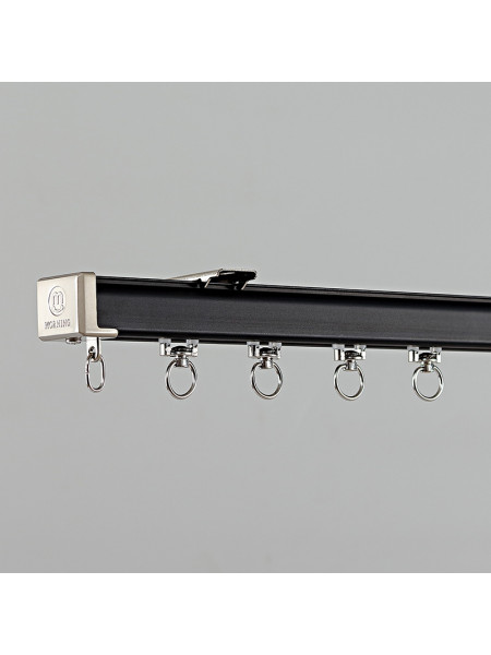 CHR88 Super Thick Big Ivory Black Champagne Curtain Tracks Ceiling/Wall Mount For High Window(Color: Black)
