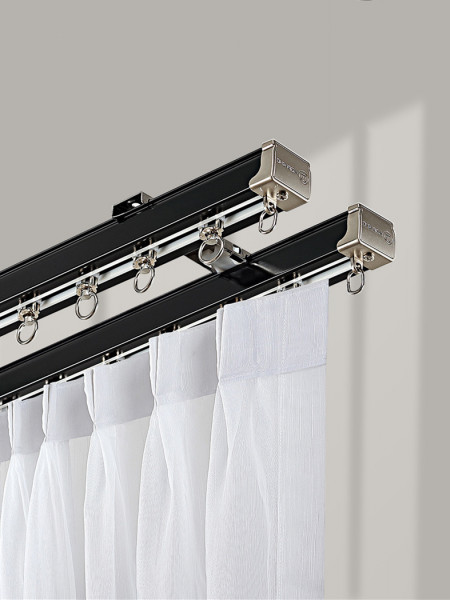 White Black Silent Gliss Heavy Duty Curtain Tracks With Gliders(Color: Black)