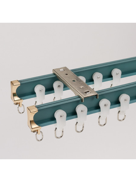Curved Silent Gliss Single/Double Curtain Tracks For Bay Windows(Color: Blue)