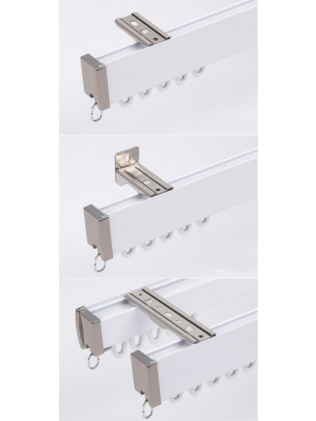 CHRY23 White Black Gold Anti-light Leakage Curtain Rail S Fold Tracks(Color: White)