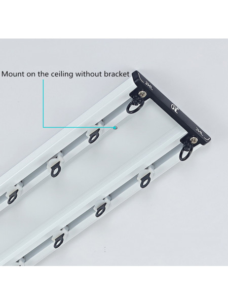 CHRY36 White/Black Concealed Aluminium Ceiling Double Curtain Tracks