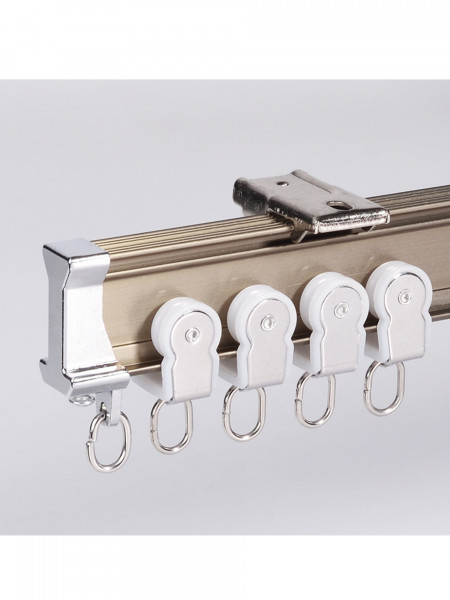 White Rose Gold Heavy Duty Curved Curtain Track For Bay Windows(Color: Champagne)