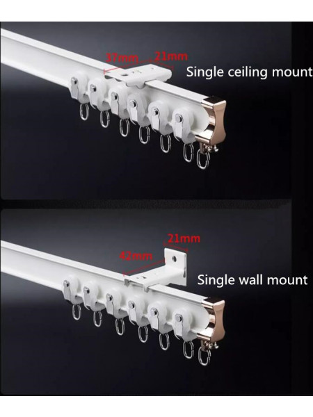 CHRY35 White/Champagne Mounted Custom Made Curtain Tracks For Bay Windows
