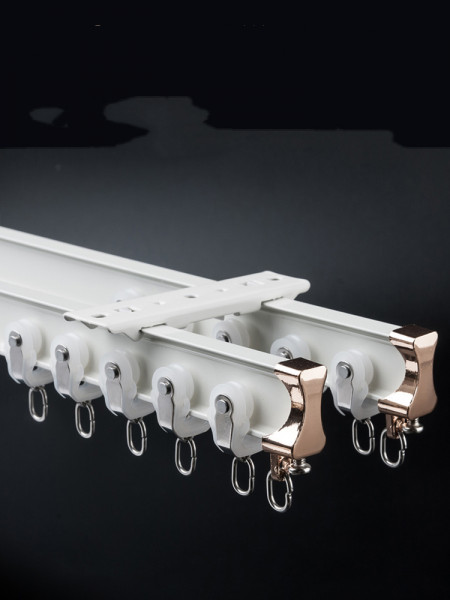 CHRY35 White/Champagne Mounted Custom Made Curtain Tracks For Bay Windows