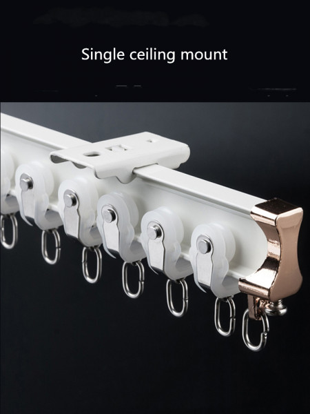 CHRY35 White/Champagne Mounted Custom Made Curtain Tracks For Bay Windows(Color: White)