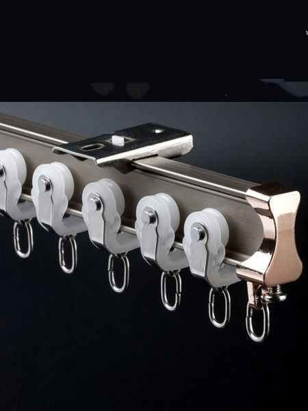 CHRY35 White/Champagne Mounted Custom Made Curtain Tracks For Bay Windows(Color: Champagne)