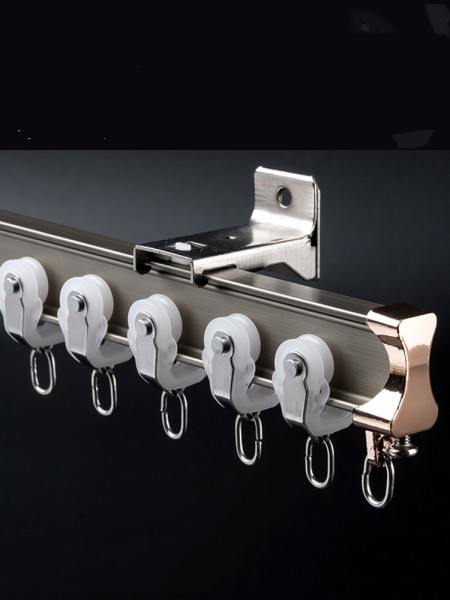 CHRY35 White/Champagne Mounted Custom Made Curtain Tracks For Bay Windows