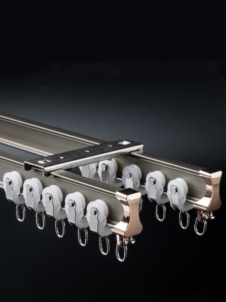 CHRY35 White/Champagne Mounted Custom Made Curtain Tracks For Bay Windows