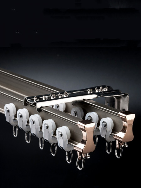 CHRY35 White/Champagne Mounted Custom Made Curtain Tracks For Bay Windows