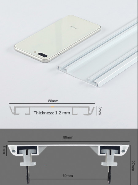 CHRY36 White/Black Concealed Aluminium Ceiling Double Curtain Tracks