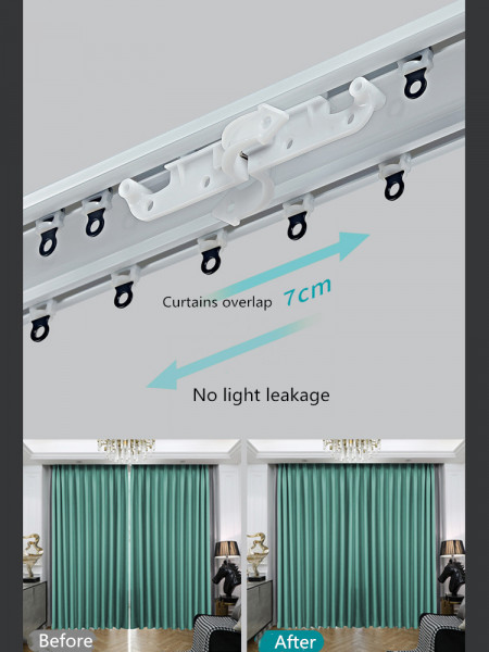CHRY36 White/Black Concealed Aluminium Ceiling Double Curtain Tracks