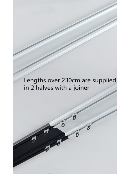 CHRY36 White/Black Concealed Aluminium Ceiling Double Curtain Tracks