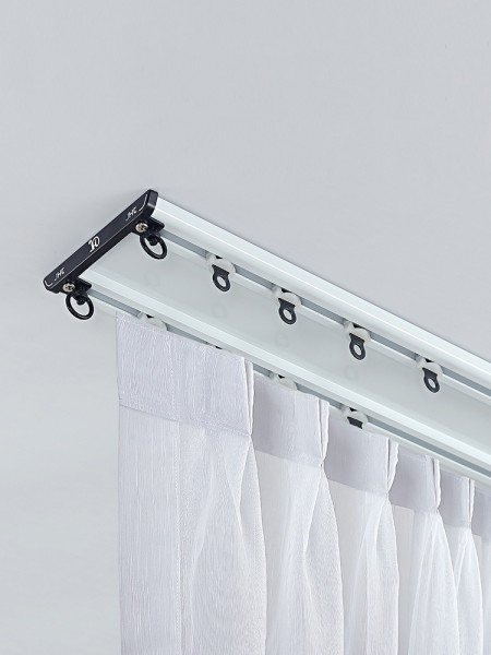 CHRY36 White/Black Concealed Aluminium Ceiling Double Curtain Tracks