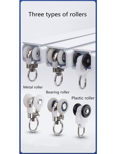 CHRY54 Big White Curtain Tracks Metal Bearing Roller Ceiling/Wall Mount