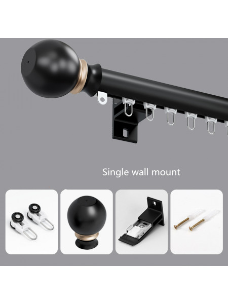 CHT01 Sonder Ball Curtain Rods With Track Gliders Customize(Color: Black)