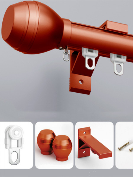 CHT05 Sonder Custom Curtain Rods With Track Rollers And Brackets(Color: Orange)