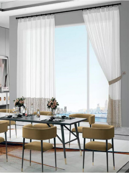QY7121SK Elbert Clovers Embroidered Custom Made Sheer Curtains