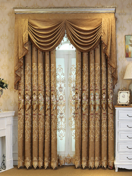 QY2168A Maia Embroidered Floral Thick Chenille Custom Made Curtains