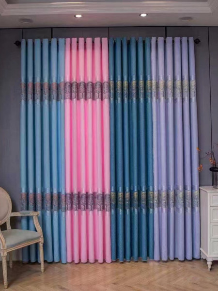 Eyelet Ready Made Blackout Curtains Jacquard Trees Chenille Panels