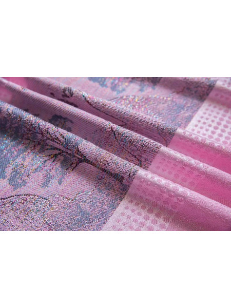 Jacquard Chenille Custom Made Curtains Pretty Trees Navy Grey Pink
