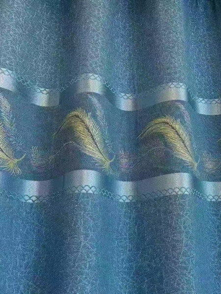 Jacquard Ready Made Curtains Eyelet Blackout Feather Chenille Drapery