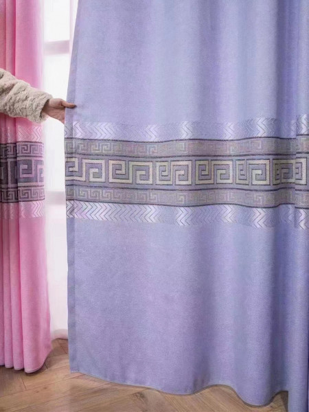 QY24H03DS Teton Pretty Jacquard Monogram Navy Blue Grey Pink Chenille Fabric Samples(Color: Grey)