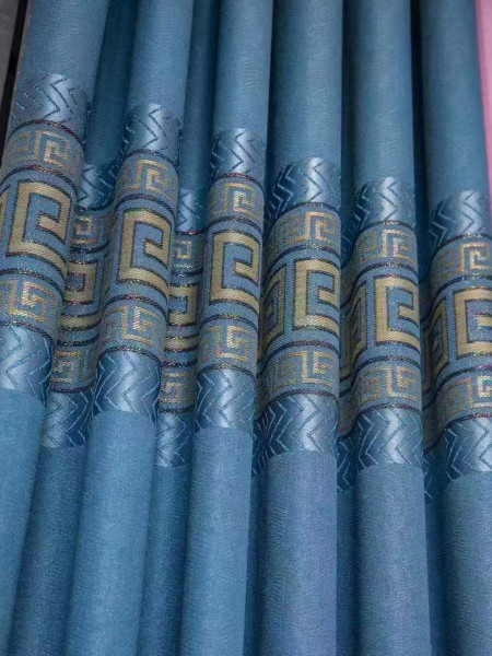 Extra Wide Ready Made Eyelet Curtains Jacquard Monogram 112 Inches