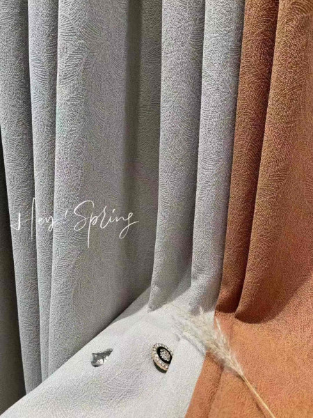 QY24MA Made To Measure Chenille Curtains Embossed Leaves 