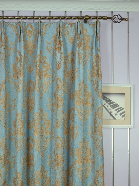 Angel Jacquard European Style Floral Custom Made Curtains (Heading: Versatile Pleat)