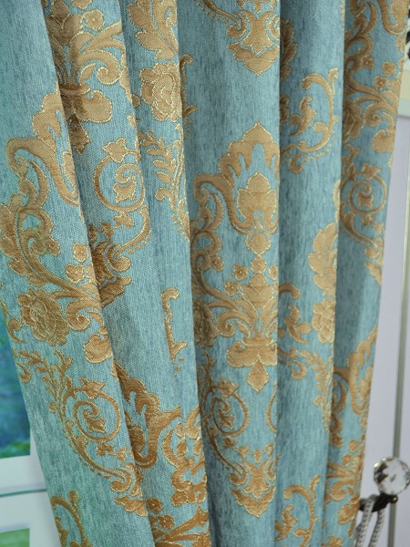 Angel Jacquard European Style Floral Versatile Pleat Chenille Curtain Fabric Details