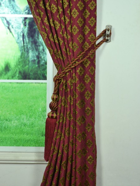 Angel Jacquard Victorian Damask Pencil Pleat Chenille Curtain Tassel Tieback