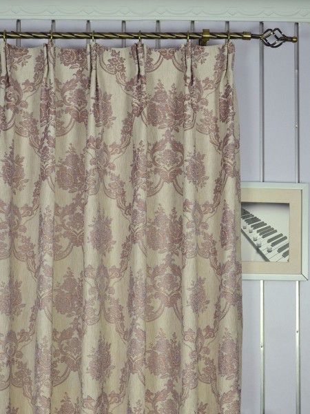 Angel Jacquard Floral Damask Custom Made Curtains (Heading: Versatile Pleat)