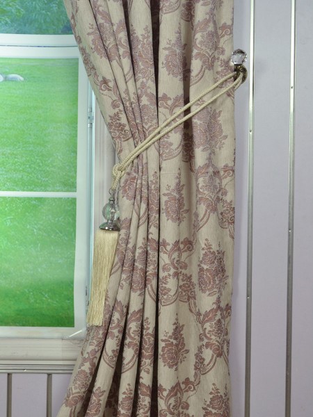 Angel Jacquard Floral Damask Versatile Pleat Chenille Curtain Tassel Tieback