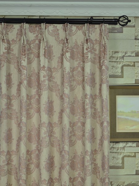 Angel Jacquard Floral Damask Custom Made Curtains (Heading: Double Pinch Pleat)