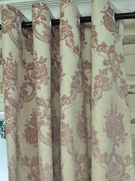 Angel Jacquard Floral Damask Grommet Chenille Curtain Fabric Details