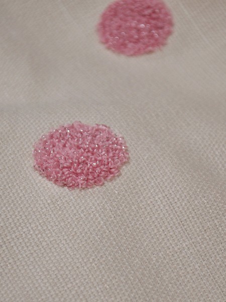 Eclipse Embroidered Polka Dot Stitching Style Grommet Curtain Amaranth Pink Fabric