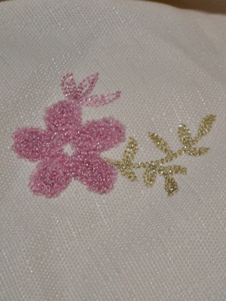 Eclipse Embroidered Floral Stitching Style and Ruffle Grommet Curtain Amaranth Pink Fabric