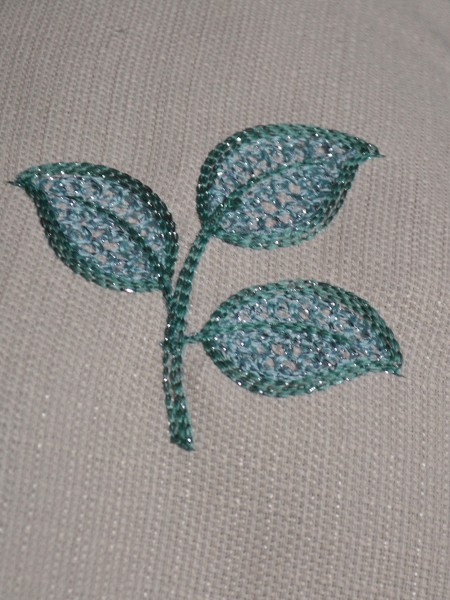 Eclipse Embroidered Elegant Stitching Style Fabric Sample (Color: Celadon Green)