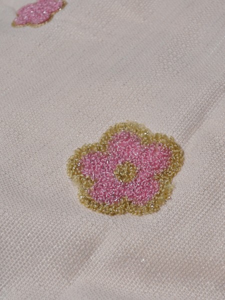 Eclipse Embroidered Flowers Stitching Style and Ruffle Grommet Curtain Amaranth Pink Fabric