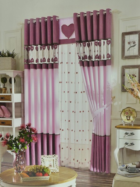 Eclipse Custom Made Curtains Stitching Style Leaf Sheer (Color: Amaranth Pink)