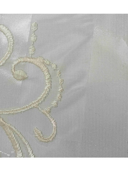 QY7121SAC Elbert Embroidered Double Pinch Pleat Ready Made Sheer Curtains(Color: Beige)