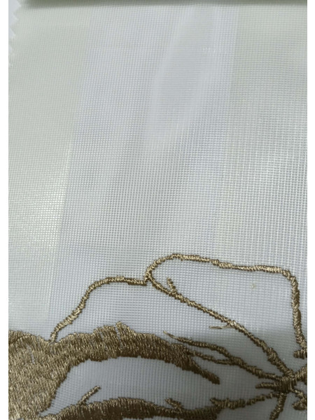QY7121SBC Elbert Monstera Embroidered Double Pinch Pleat Ready Made Sheer Curtains Online(Color: Brown)