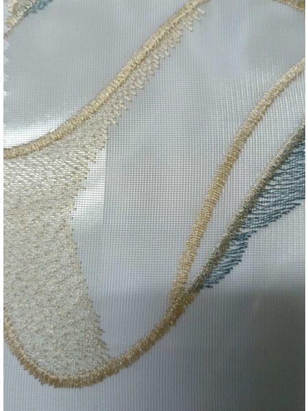 QY7121SCC Elbert Water Pattern Embroidered Double Pinch Pleat Ready Made Sheer Curtains(Color: Beige grey)