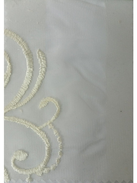 QY7121SE Elbert Flower Embroidered Custom Made Sheer Curtains(Color: Beige grey)