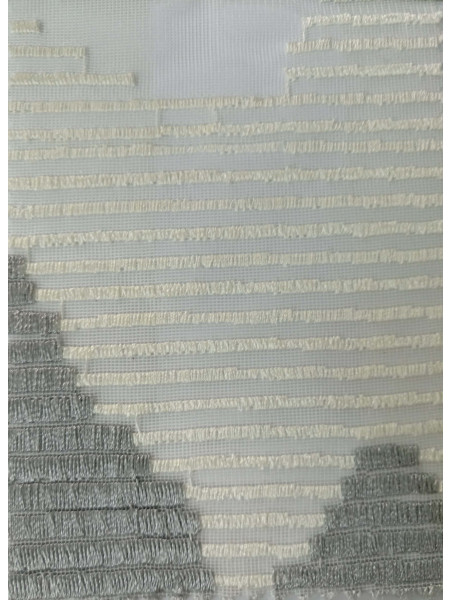 QY7121SF Elbert Line Shadow Embroidered Custom Made Sheer Curtains(Color: White grey)