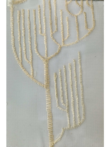 QY7121SGC Elbert Trees Embroidered Double Pinch Pleat Ready Made Sheer Curtains(Color: Beige)
